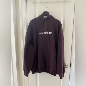 Balenciaga Copyright Logo Hooded Sweatshirt - L Purple Eggplant Men's Hoodie